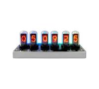 Lonyiabbi Horloge Simulée à Tubes Nixie avec 6 Écrans IPS LCD, Synchronisation Wi-FI, Éclairage RGB, Affichage Photo Personnalisé, Base en Aluminium - Horloge de Bureau Rétro Cyberpunk & Cadeau