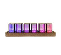 Lonyiabbi Nixie Horloge Tube électronique LED Glow Simulation rétro Moderne en Bois 5 V Alimenté par USB Décoration d'intérieur GIF (Pas de Montage requis 6 RVB)