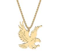 LONYOO Acier Inoxydable Collier Aigle en Vol Collier Pendentif Oiseau Hawk Collier Plaqué Or 18K Bijoux Cool Eagle Cadeaux pour Femmes Filles Hommes Amoureux des Oiseaux (L'or)