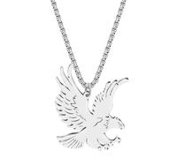 LONYOO Acier Inoxydable Collier Aigle en Vol Collier Pendentif Oiseau Hawk Collier Plaqué Or 18K Bijoux Cool Eagle Cadeaux pour Femmes Filles Hommes Amoureux des Oiseaux (Argent)