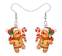 LONYOO Acrylique Swing Noël Gingerbread Pain d'épices Boucles d'oreilles Femmes Filles Bonbons Biscuits Cadeaux de Noël (Jaune)