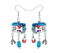 LONYOO Amusant Cadeaux Infirmière Kit Médical Boîte Ciseaux Pilules Boucles D'oreilles Boucles D'oreilles En Acrylique Pour Infirmières Cadeaux D'appréciation Pour Les Infirmières Praticiennes (Bleu)