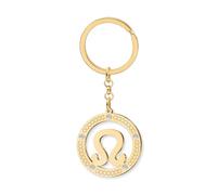 LONYOO Astrologie Cadeaux pour Femmes Filles Signes du Zodiaque Porte-clés Accessoires Acier Inoxydable Constellation Horoscope Or Charms Zodiaque (Leo)