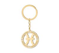 LONYOO Astrologie Cadeaux pour Femmes Filles Signes du Zodiaque Porte-clés Accessoires Acier Inoxydable Constellation Horoscope Or Charms Zodiaque (Poissons)