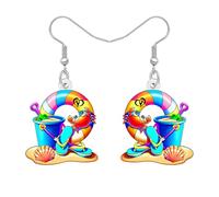 LONYOO Boucles D'oreilles D'été En Acrylique De Plage Bijoux Femme Maman Vacances Tropicales Hawaïennes Cadeaux Pour Amoureux De La Plage Charms Palm Coconut (Bleu)