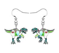 LONYOO Boucles d'oreilles Dinosaure en émail Boucles d'oreilles Lézard Caméléon Cadeaux Bête pour Femme Filles Charms (Boucles d'oreilles Dinosaures Vert)