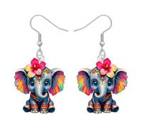LONYOO Boucles d'oreilles éléphant africain - En acrylique - Jungle - Animaux - Breloques mignonnes - Kawaii - Cadeaux pour femmes et filles, M, Acrylique, Pas de gemme