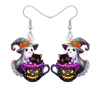LONYOO Boucles d'oreilles fantôme en acrylique pour femme - Citrouille - Chapeau de sorcière - Chat noir - Bijoux méchants - Accessoires de fête - Cadeaux fantômes effrayants, Medium, Acrylique, Pas