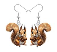 LONYOO Boucles d'oreilles pendantes mignonnes en forme d'écureuil marron en acrylique, breloques kawaii funky bizarres, bijoux insolites, cadeaux pour femme, maman, amoureux des animaux, M, Acrylique