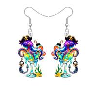 LONYOO Boucles D'oreilles Pieuvre Pirate En Acrylique Verre De Cocktail Margarita Bijoux Légers Cadeaux Pour Les Amateurs De Vin Cadeaux Pour Les Femmes Maman (Multicolore)