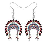 LONYOO Boucles d'oreilles vintage indiennes en acrylique - Bijoux amérindiens bizarres - Cadeaux amusants pour femmes et mamans - Accessoires de fête, Medium, Acrylique, Pas de gemme