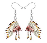 LONYOO Boucles d'oreilles vintage indiennes en acrylique - Bijoux amérindiens bizarres - Cadeaux amusants pour femmes et mamans - Accessoires de fête, Medium, Acrylique, Pas de gemme
