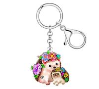 LONYOO Cadeaux de Fête des Mères pour Maman Porte-clés en Acrylique Anime Monkey Fox Bunny Cat pour Femmes Filles Portefeuille Porte-clés de Voiture Anneaux de Porte-clés (Hérisson Multicolore 169)