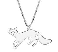 LONYOO Collier Renard Chaine Pendentif Acier Inoxydable Collier Or 18K Cadeaux Renard pour Femmes Filles Charms (Plaqué Argent B)