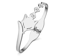 LONYOO Cute Renard Bracelets Bracelet en Acier Inoxydable pour Femme Fille Bijoux Bracelet or 18K Cadeaux Renard (Plaqué Argent)