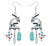 LONYOO Drôle Boucles d'oreilles microscope de laboratoire Acrylique Cadeaux d'appréciation pour les femmes Biologie Enseignant Étudiant Infirmier Bijoux ADN Charms (Gris)