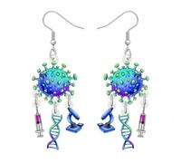 LONYOO Drôle Boucles d'oreilles microscope de laboratoire Acrylique Cadeaux d'appréciation pour les femmes Biologie Enseignant Étudiant Infirmier Bijoux ADN Charms (Bleu)