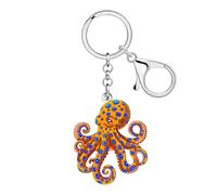 LONYOO Porte-clés amusant en acrylique en forme de pieuvre - Accessoires de pirate - Cadeaux pour les amoureux des animaux, femmes, enfants, filles, Orange, M
