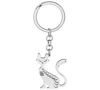 LONYOO Porte-clés Chat en Acier Inoxydable Cadeaux Mignon Chat pour Femme Filles Porte-clés Chat Porte-monnaie Clés de Voiture Charms (Plaqué Argent 043)