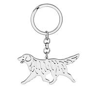 LONYOO Porte-clés Chien Mignon en Acier inoxydable Animaux de Compagnie Cadeaux pour Femme Filles Chiot Porte-clés Voiture Portefeuille Charms (Plaqué Argent Golden Retriever)