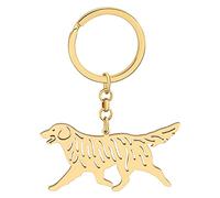 LONYOO Porte-clés Chien Mignon en Acier inoxydable Animaux de Compagnie Cadeaux pour Femme Filles Chiot Porte-clés Voiture Portefeuille Charms (Plaqué Or Golden Retriever)