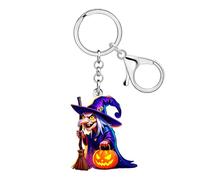 LONYOO Porte-clés en acrylique avec citrouille d'Halloween - Cadeau effrayant pour femme et fille, violet, Medium