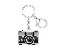LONYOO Porte-clés en acrylique pour appareil photo 70s 80s Accessoires Nostalgie Photographie Cadeaux pour Photographe Femmes Filles Enfants Porte-monnaie Charms (Gris)
