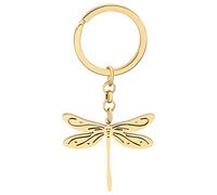 LONYOO Porte-clés Libellule en Acier inoxydable Pendentif Bijoux Libellule Printemps Cadeaux pour Femmes Filles Sac à Main Charms (Plaqué Or 037)