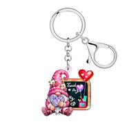 LONYOO Porte-clés nain en acrylique pour enseignant, joli accessoire de remise de diplôme, cadeau pour enseignante de rentrée scolaire, rose, Medium