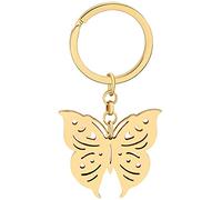LONYOO Porte-clés Papillon en Acier Inoxydable Pendentif Porte-clés Papillon Cadeaux pour Femme Filles Chaîne de clés Porte-monnaie de Voiture Charms (Plaqué Or 056)