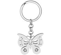 LONYOO Porte-clés Papillon en Acier Inoxydable Pendentif Porte-clés Papillon Cadeaux pour Femme Filles Chaîne de clés Porte-monnaie de Voiture Charms (Plaqué Argent 066)