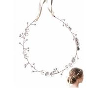 LONZIKP Couronne de fleurs pour cheveux Blanc, 1 modèle ajustable avec perle cheveux, serre tête floral ergonomique antidérapant pour communion mariage et séance photo maintien sécurisé