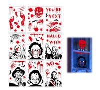 LONZIKP Décorations d'Halloween pour Fenêtres d'Intérieur, 9 feuilles, Sanglante d'empreinte, Posters de Zombies, Accessoires Réutilisables, Autocollants pour Porte, Deco et