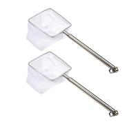LONZIKP Épuisette Aquarium Lot de 2 Mini Carrées avec Manche Télescopique en Métal, Filet Doux non Abrasif pour Crevettes Petits Poissons, Guppies, Idéal Bassin & Nano Aquarium.