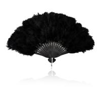 LONZIKP Éventail Vintage Années 1920, Plumes, Accessoire Flapper pour Costume Gatsby, Éventail de Plumes Marabout pour Great Gatsby Party, Mariage, Décoration Murale Baroque (Noir)