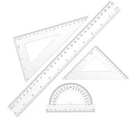 LONZIKP Kit Geometrie Regle 30 cm Equerre et Rapporteur Ensemble Scolaire Complet pour Ecole College et Bureau Outils de Mesure Precis