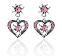 LONZIKP Lot de 2 Bijoux Traditionnels Bavarois Collier Dirndl avec Strass et Boucles d'Oreilles Edelweiss pour Femme Accessoires de Tenue Oktoberfest (Rose)