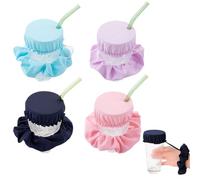 LONZIKP Lot de 4 cache-gobelets - les gouttes KO, couvre anti drogue et capote de verre, extensible et réutilisable, avec trou de paille, pour la plupart des tasses - Sécurité de bar pour femmes