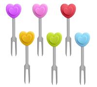 LONZIKP Mini Fourchettes Enfant 6 Pcs Cœur Inox - Réutilisables Boîte à Goûter, Party, Pique-niques & Snacks. Rendent l'Alimentation Amusante pour Encourager les Fruits.