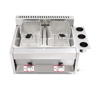 Loobiiny Double friteuse à gaz, en acier inoxydable, avec deux récipients de 6 l et panier, 50 à 380 °C, pour cuisine commerciale, friteuse à graisse