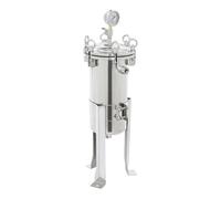 Loobiiny Filtre à sac en acier inoxydable 304 avec manomètre de pression 0-6 T/H Outil de séparation des liquides solides 0,09 m² Surface de filtration pour traitement de l'eau Réglable en hauteur
