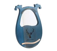 Loobiiny Instrument à cordes en acajou massif - 16 cordes - Lyre Harpe avec note sculptée - Cordes de pick Up (bleu)