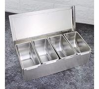 Loobiiny Lot de 4 Bacs Alimentaires Acier Inoxydable, Récipients de Restauration Indépendants avec Couvercle, Résistant à la Corrosion, 4 l
