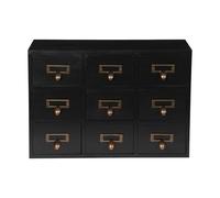 Loobiiny Organiseur de bureau, armoire d'apothicaire en bois, avec 9 tiroirs, boîte de rangement, 38 x 9,5 x 26 cm, boîte à tiroirs