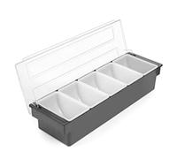 Loobiiny Récipient en plastique à 5 compartiments pour épices, pizza, napoli, pizza, épices, fruits, avec couvercle, pour restaurant buffet