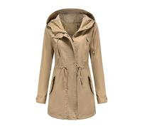 loobun Anorak Veste imperméable légère avec cordon de serrage à la taille et fermeture éclair pour l'automne Style parka respirant Veste tunique élégante beige M, A19 - Beige, M