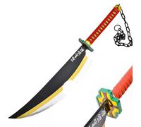 Loocaa Épée Demon Slayer - Épée en bambou pour enfants et adolescents - Épée pour cosplay, Halloween, Noël, fête d'anime, Tanjiro - Taille 76 cm pour enfant (Uzui Tengen)