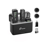 Loocam Micro Cravate sans Fil avec Étui de Charge, Réduction du Bruit en Un Clic, 48KHz, Transmission de 131FT, Type C/Lightning/USB-A, Plug & Play, Microphone Lavalier pour iPhone/Android/PC