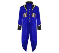 Loodgao Costume D Halloween Pour Enfants Et Adolescents Manteau Steampunk Redingote Veste Médiévale Queue De Pie Gothique Vampire Victorien Pour Fêtes Cosplay Bleu royal 11-12 ans