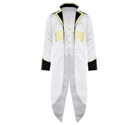 Loodgao Costume D Halloween Pour Enfants Et Adolescents Manteau Steampunk Redingote Veste Médiévale Queue De Pie Gothique Vampire Victorien Pour Fêtes Cosplay Blanc 15-16 ans